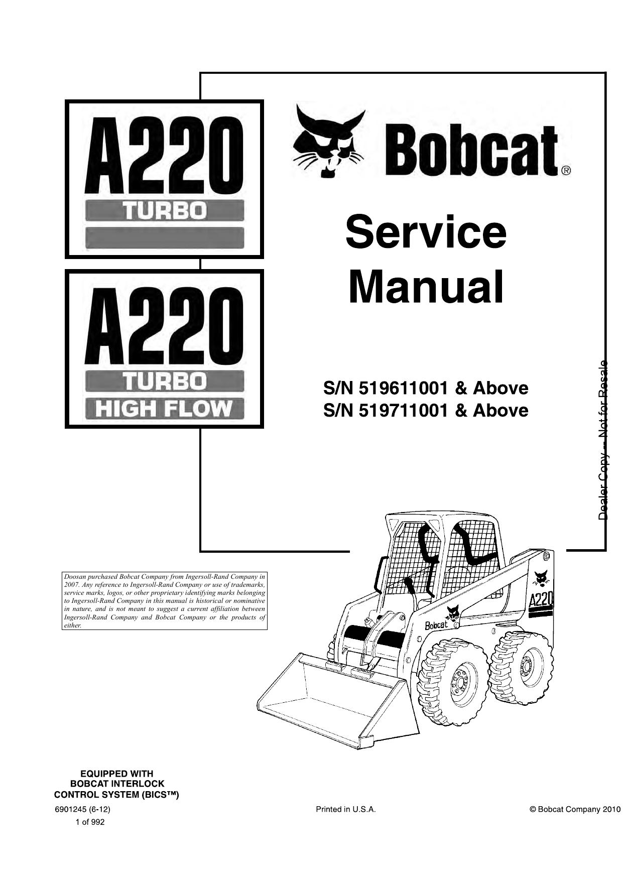 A220 Loader Service Manual Bobcat